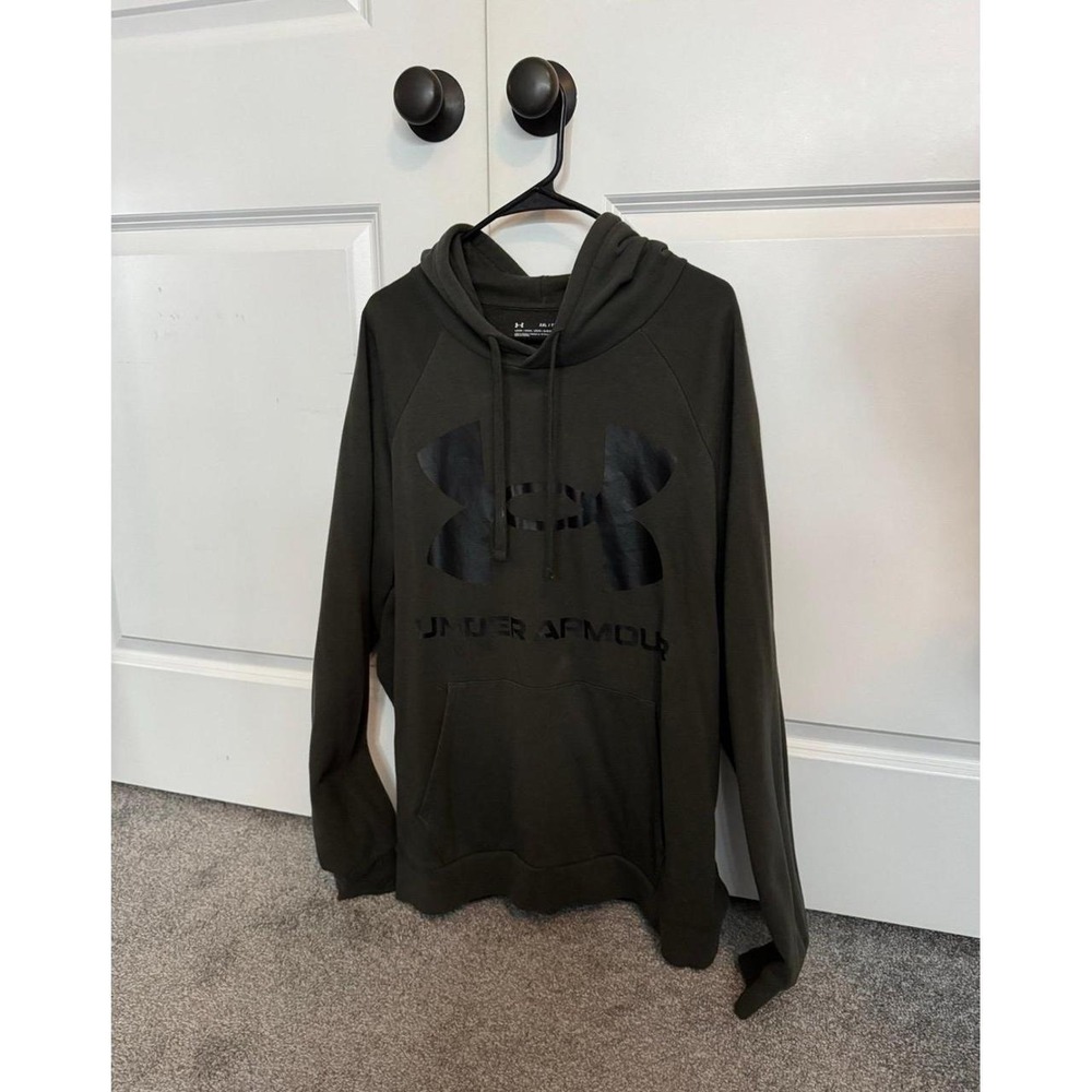 Under Armour Hoodie Sweatshirt Mens XXL Dark Olive Green Pullover Logo